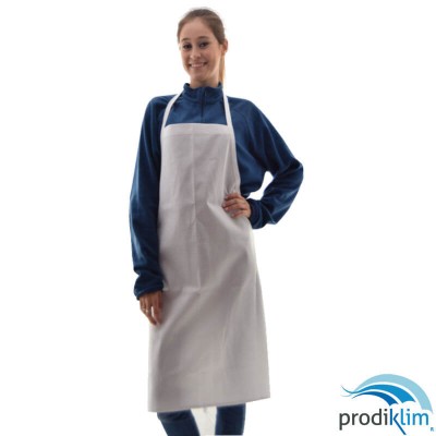 DELANTAL PETO TELA SARGA BLANCO C/CINTA 75X85