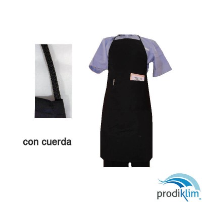 DELANTAL REGULAB BOLSILLO Y CUERDA NEGR 75X85