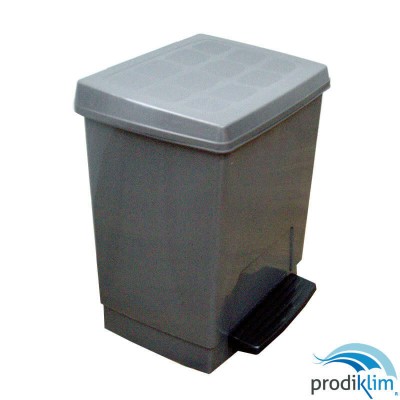 PAPELERA PEDAL ABS GRIS METALICO 23L