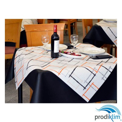 MANTEL 100X100 MARCOS NEGRO - NARANJA (400U)