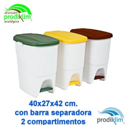 CUBO ECOLOGICO 25L BLANCO PEDAL C/TAPA MARRON