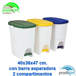 CUBO ECOLOGICO 40L BLANCO PEDAL C/TAPA AZUL