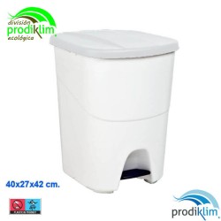 CUBO ECOLOGICO 40L BLANCO PEDAL C/TAPA BLANCO