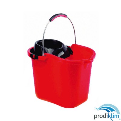 CUBO OVALA C/ESCURR ASA METAL ROJO-NEGRO 16L