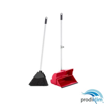 RECOGEDOR BASCULANTE ROJO CON PALO Y CEPILLO